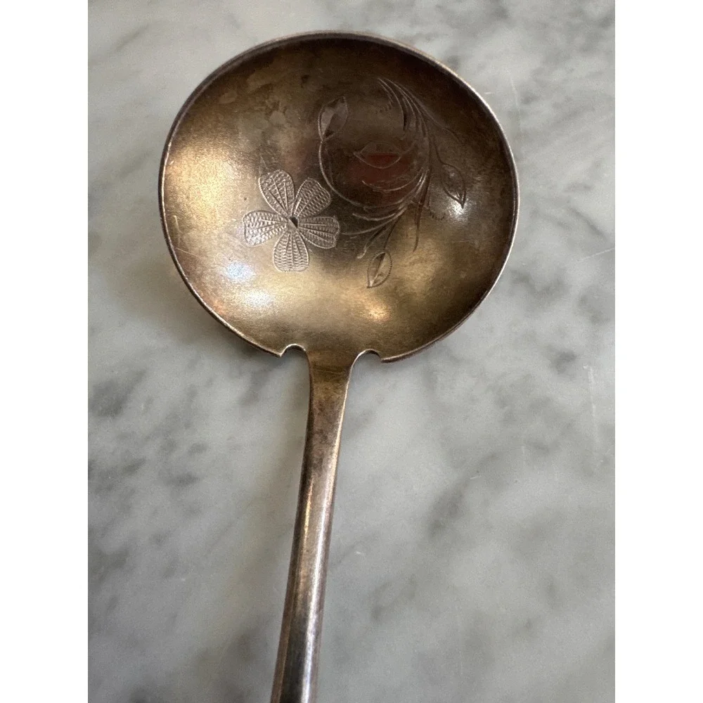 Antique AF Towle & Son Silverplate Cream Ladle Engraved Nellie XXS Pre-1902